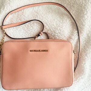 Michael Kors Peach/Pink Crossbody Bag with Gold Hardware